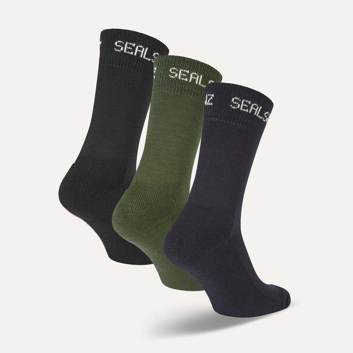 SealSkinz Suffield 3-pack merinowol fietssokken zwart/navy/groen - Image 2