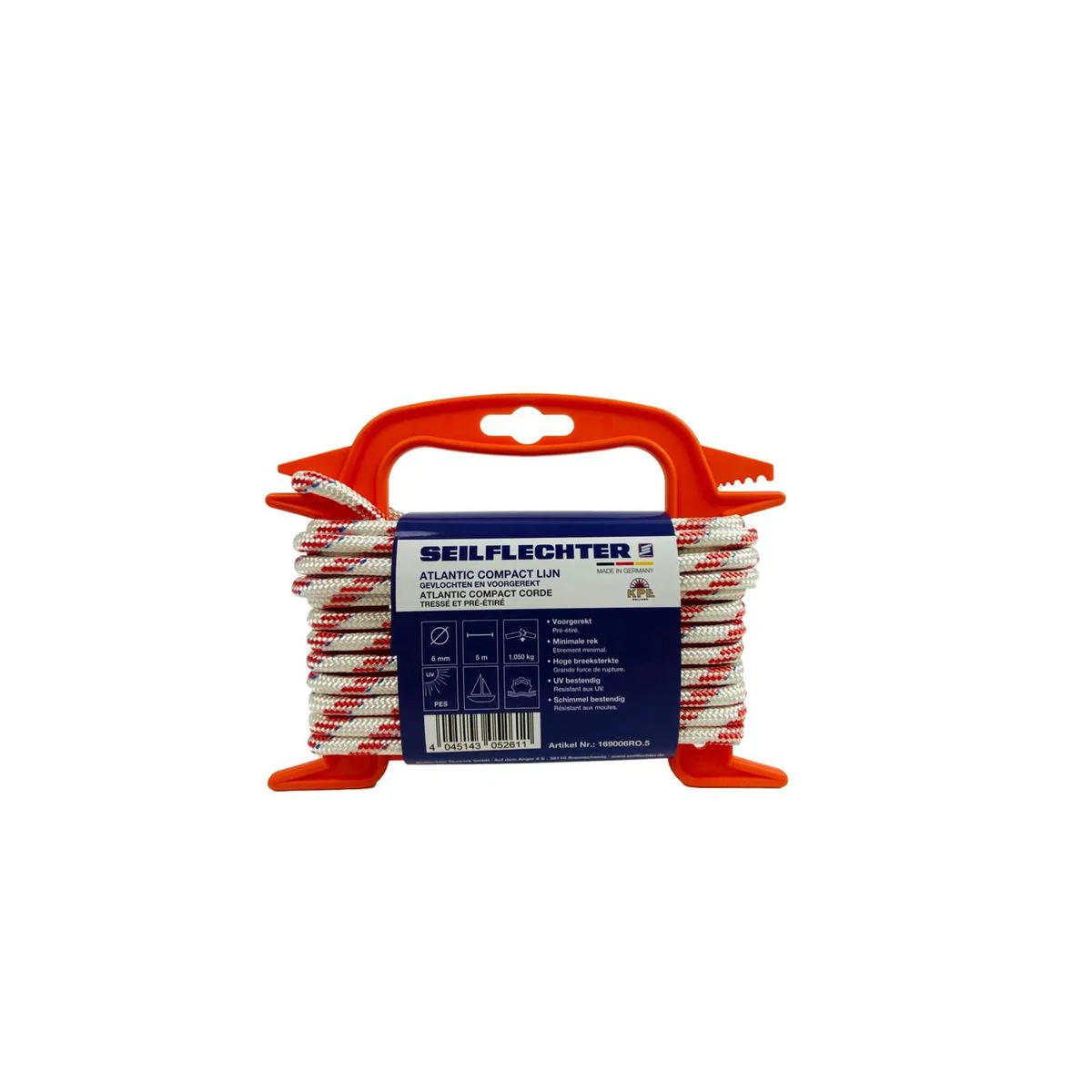 Seilflechter Atlantik Compakt 6 mm Ø val/schoot op haspel 15 meter wit/rood - Image 2