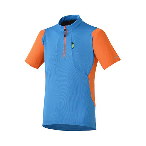 Shimano Touring Jersey fietsshirt korte mouwen blauw met oranje heren