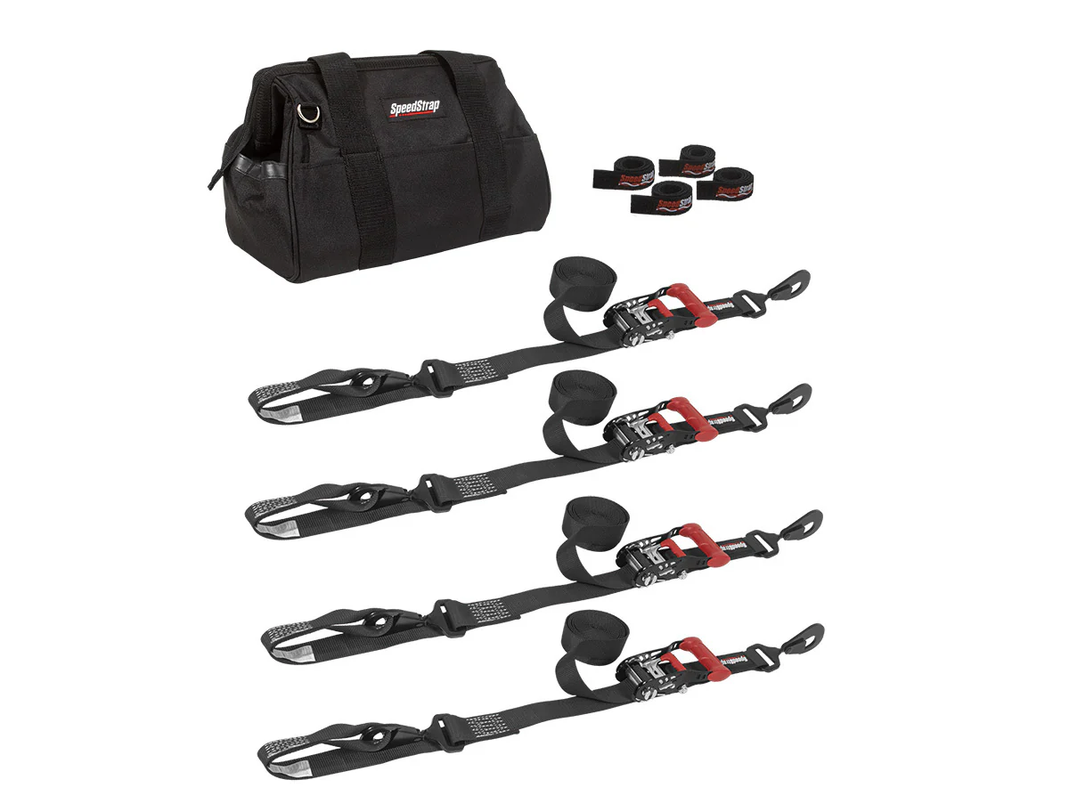 Speedstrap Heavy Duty Kit 38 mm x 3 m spanbandenset met haak en lus (4 stuks)
