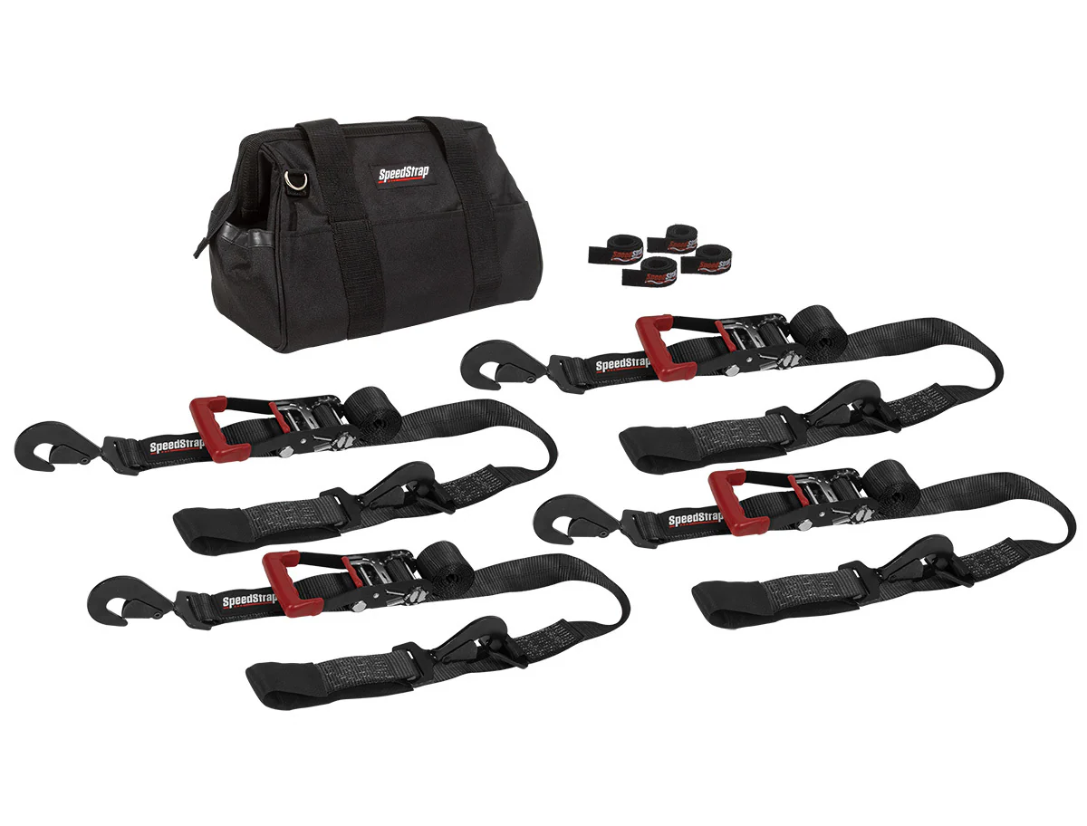 Speedstrap Heavy Duty Kit 50 mm x 3 m spanbandenset met haak en lus (4 stuks)