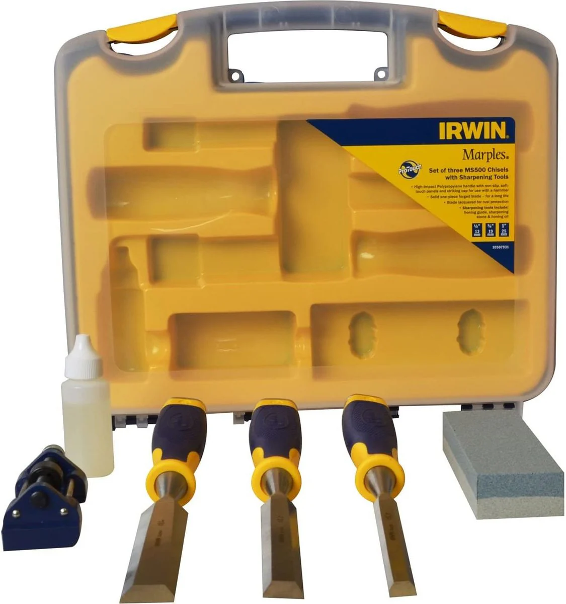 Stanley Irwin Beitelset MS500 3 stuks+slijp gereedschap - Image 3