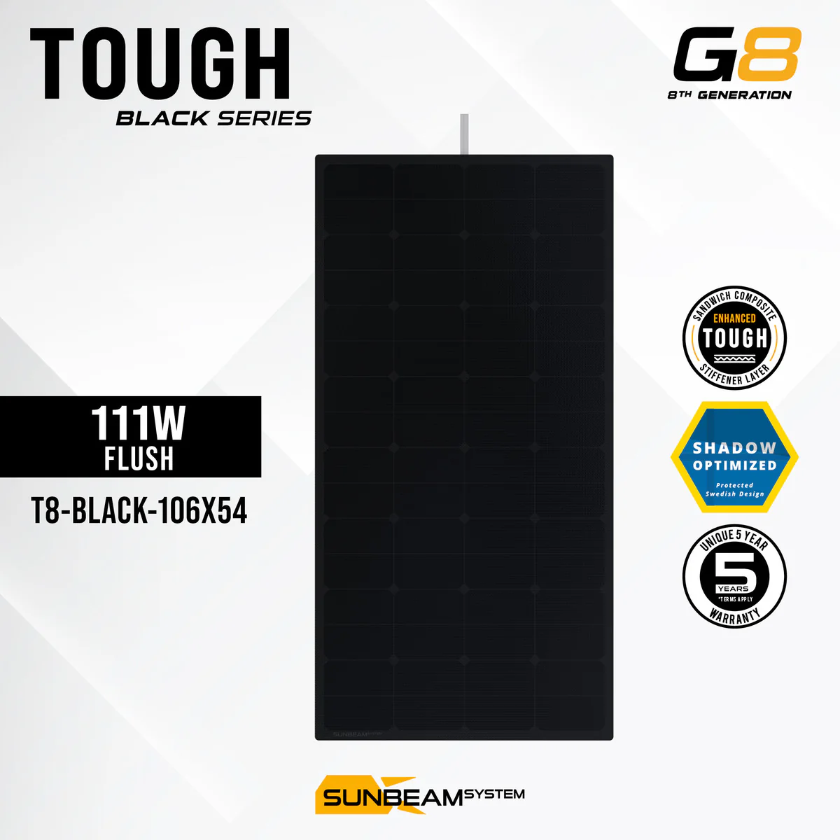SUNBEAMsystem Touch G8 111W Overloopbaar Zonnepaneel 1060 x 540 mm - Zwart