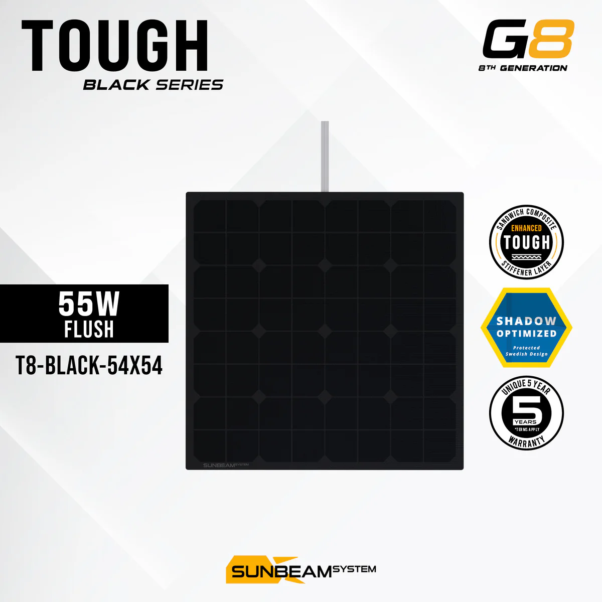 SUNBEAMsystem Tough G8 55W Overloopbaar Zonnepaneel 540 x 540 mm - Zwart
