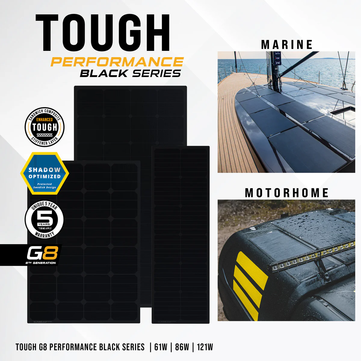 SUNBEAMsystem Tough G8 Performance 86W Overloopbaar Zonnepaneel 778x540 mm - Zwart - Image 4