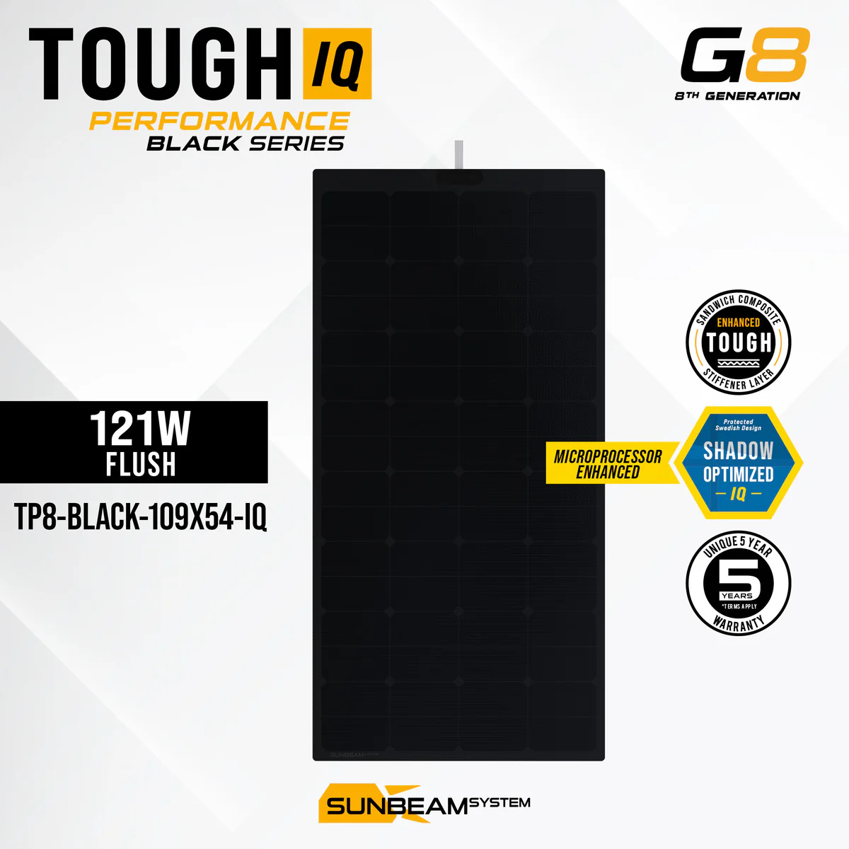 SUNBEAMsystem Tough G8 Performance IQ 121W Overloopbaar Zonnepaneel 1090x540 mm - Zwart - Image 2