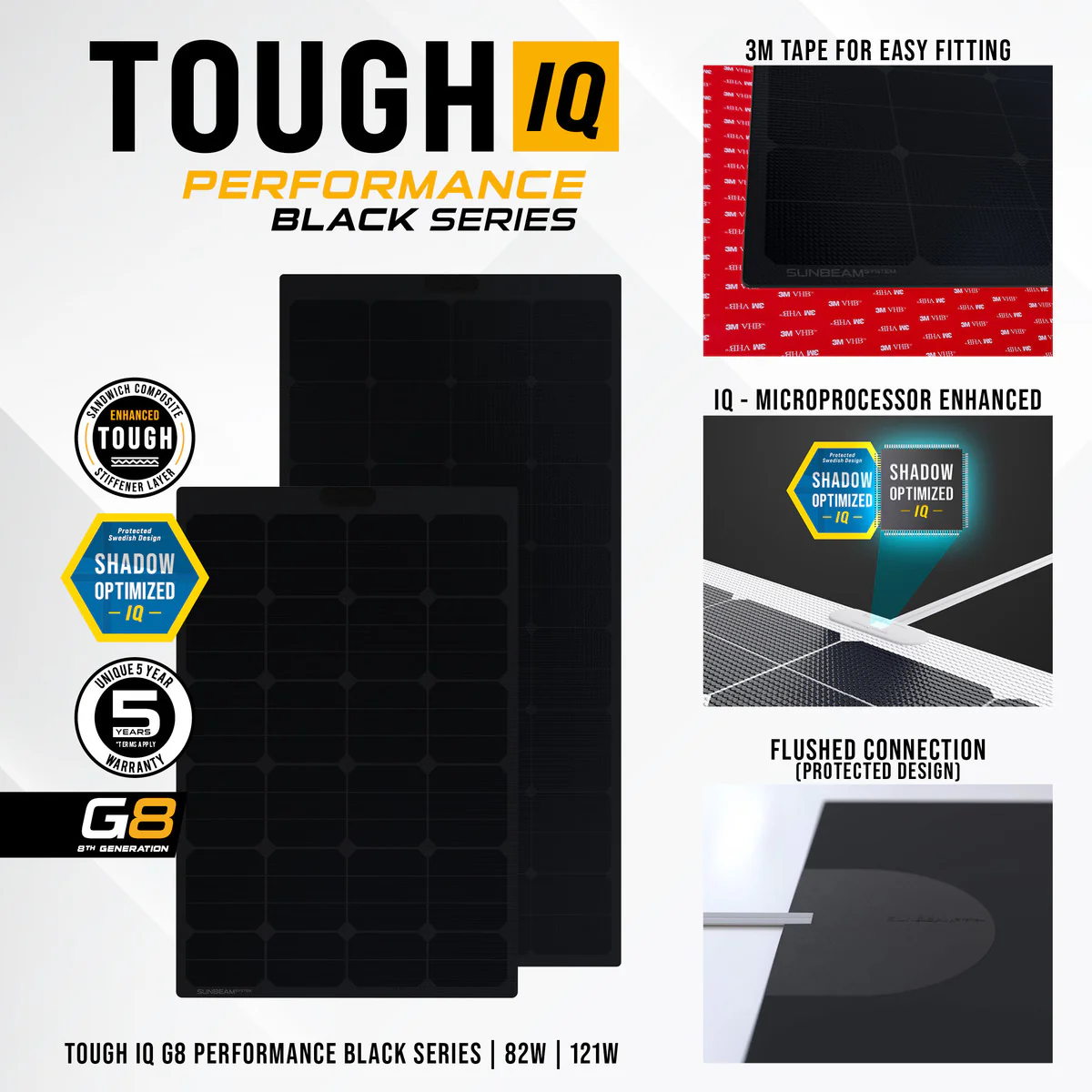 SUNBEAMsystem Tough G8 Performance IQ 121W Overloopbaar Zonnepaneel 1090x540 mm - Zwart - Image 3