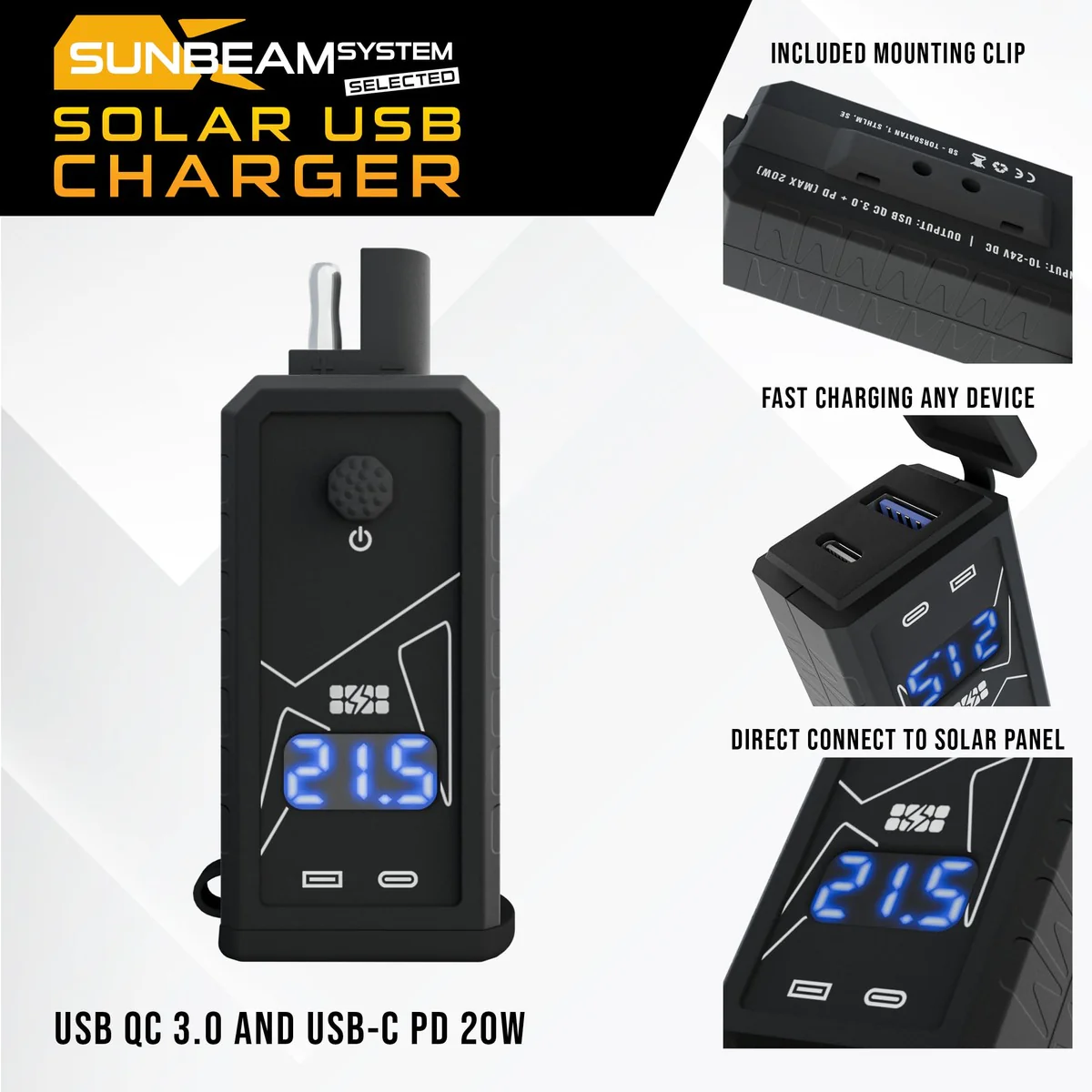 SUNBEAMsystem USB Charger met zonnepaneel aansluiting - Image 5