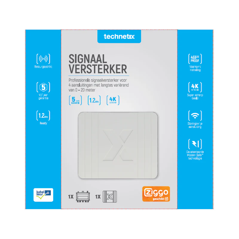 Technetix 11201411 CAI coax signaalversterker, Ziggo geschikt met 4 aansluitingen - Image 4