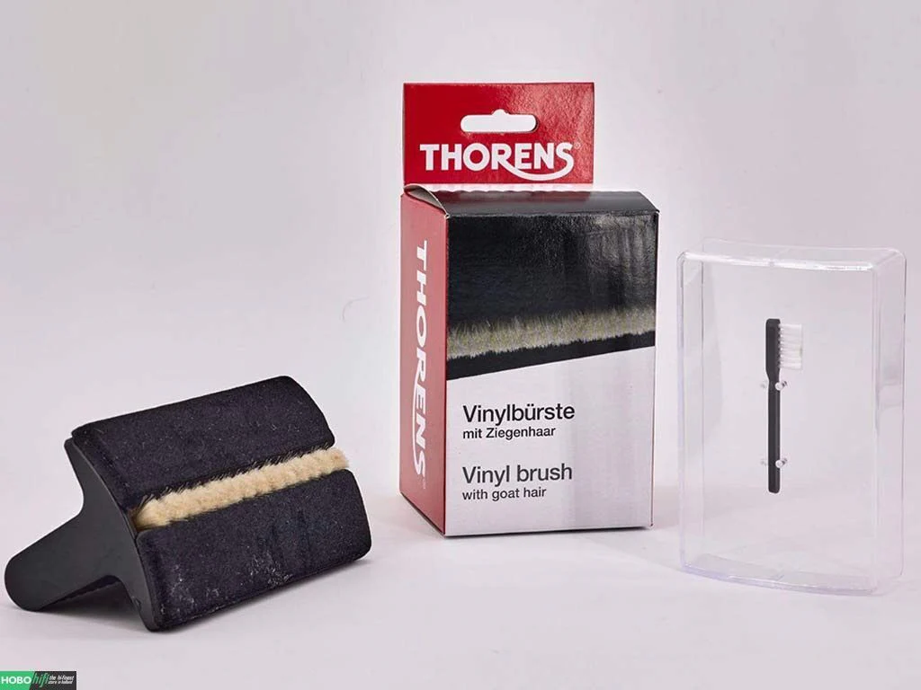 Thorens Vinylbrush platenborstel met geitenhaar en fluweel voor het reinigen van platen
