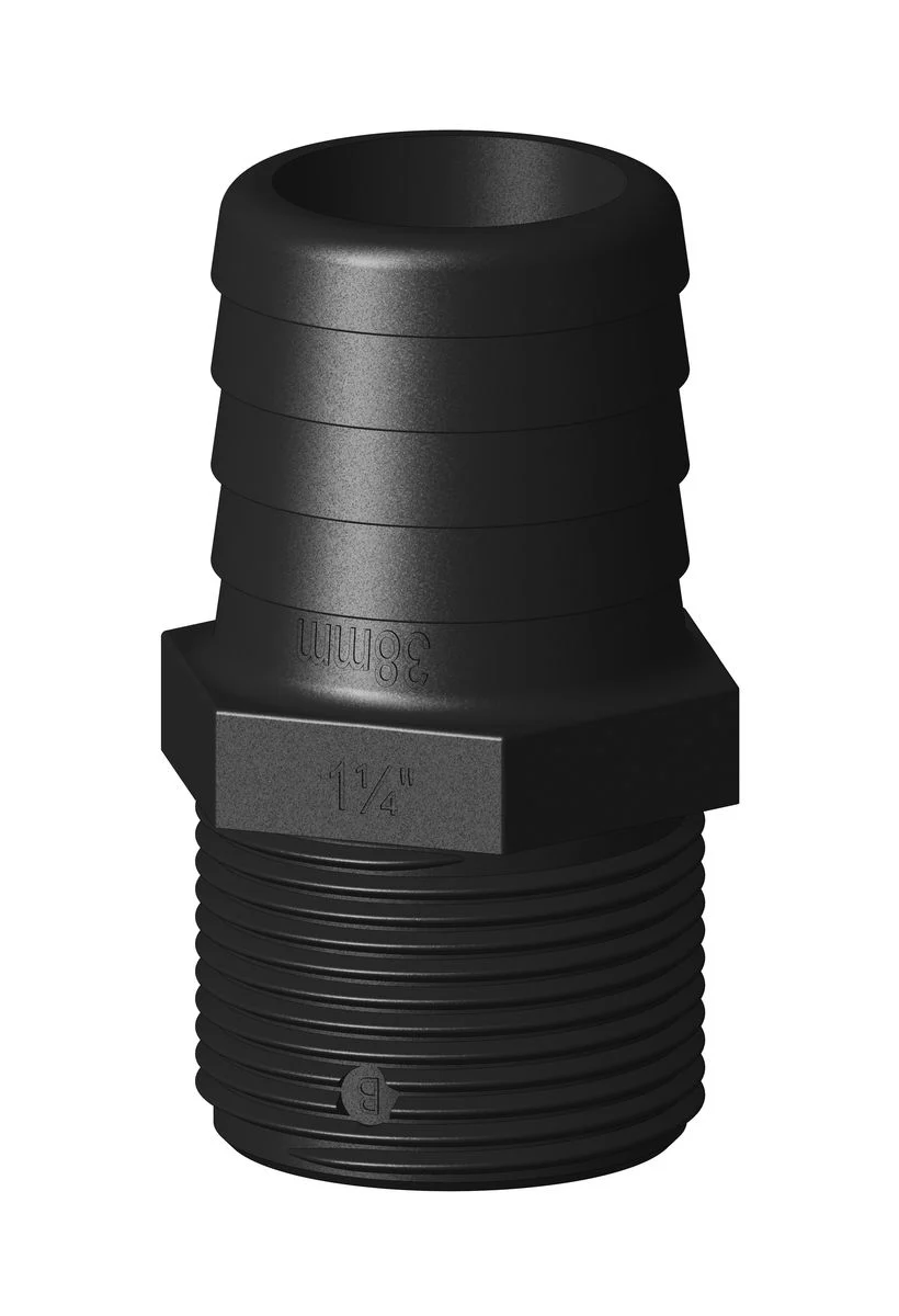 TruDesign Slangpilaar 1 1/4 inch BSP buitendraad met 38 mm slangtule zwart kunststof - Image 2