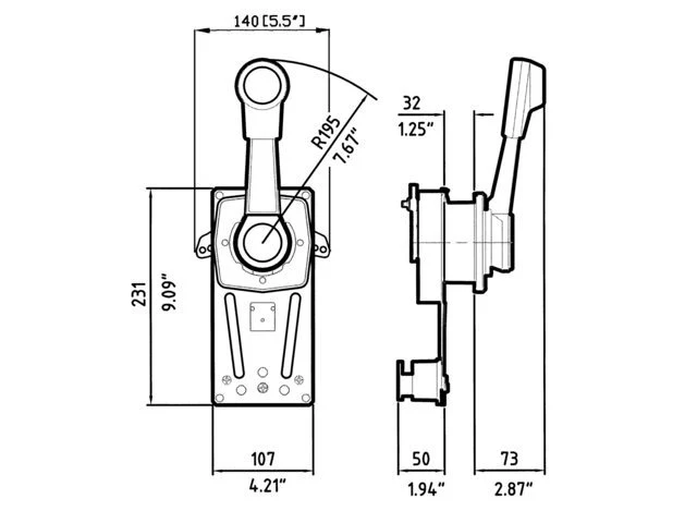 Ultraflex B183 Motorbediening inbouw zijmontage schakelkast met neutral lock - Image 3