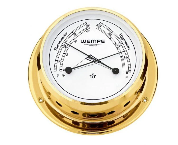 Wempe Skiff Thermo/ Hygrometer messing Ø 110 mm x 42 mm